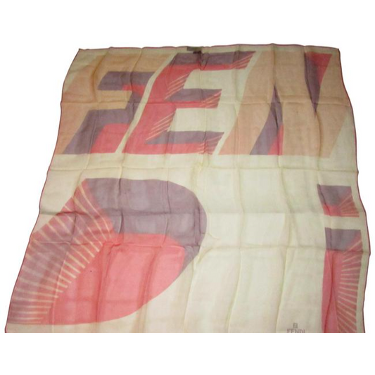 Fendi Pink Coral Plum Silk Chiffon Square Scarf