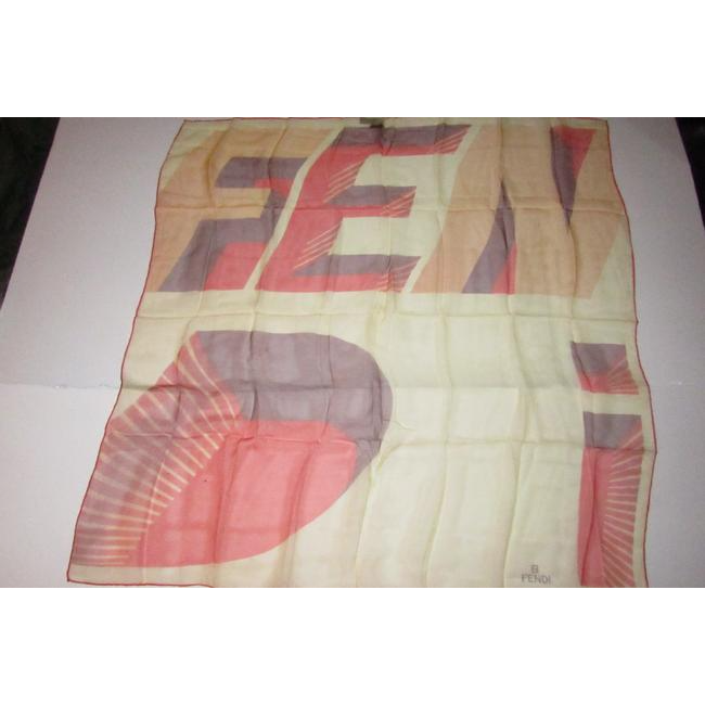 Fendi Pink Coral Plum Silk Chiffon Square Scarf