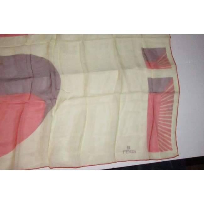 Fendi Pink Coral Plum Silk Chiffon Square Scarf