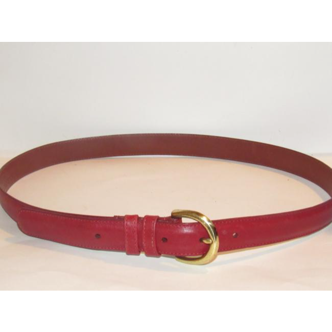 Coach Red Leather With Round Brass Buckle Vintage Beltdesigner Belt