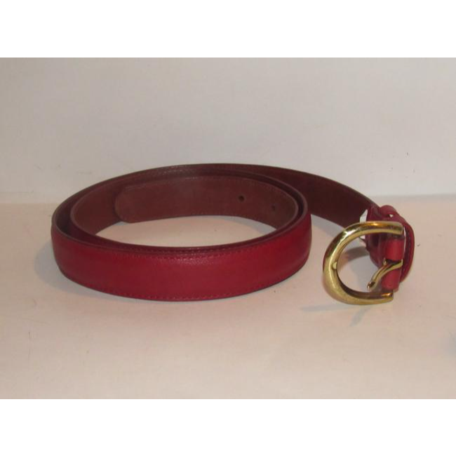 Coach Red Leather With Round Brass Buckle Vintage Beltdesigner Belt