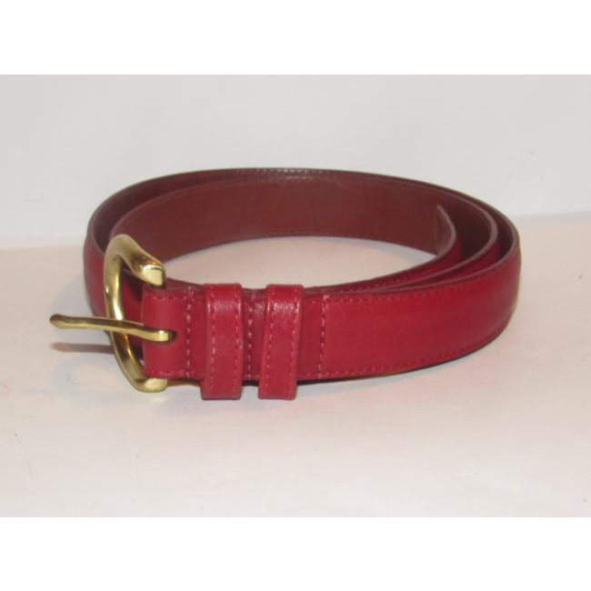 Coach Red Leather With Round Brass Buckle Vintage Beltdesigner Belt