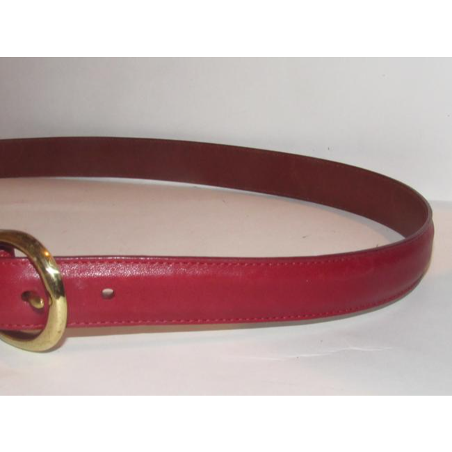 Coach Red Leather With Round Brass Buckle Vintage Beltdesigner Belt