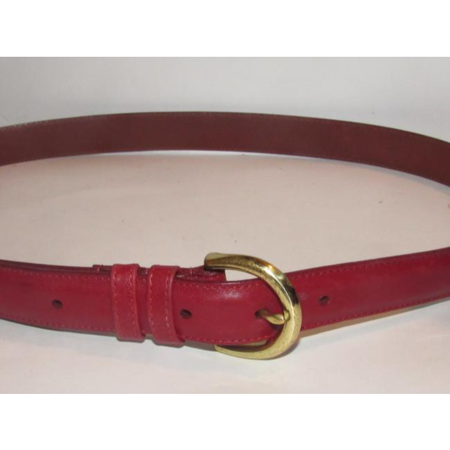 Coach Red Leather With Round Brass Buckle Vintage Beltdesigner Belt