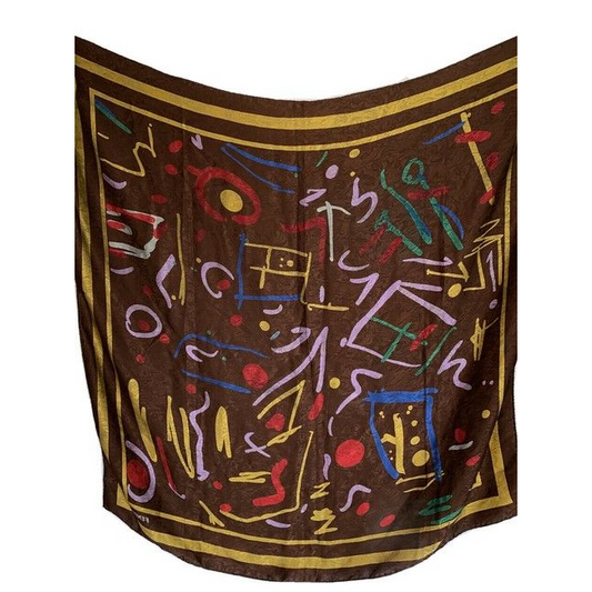 Fendi Colorful Graffiti Logo Xl Silk Scarf