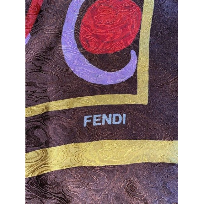 Fendi Colorful Graffiti Logo Xl Silk Scarf