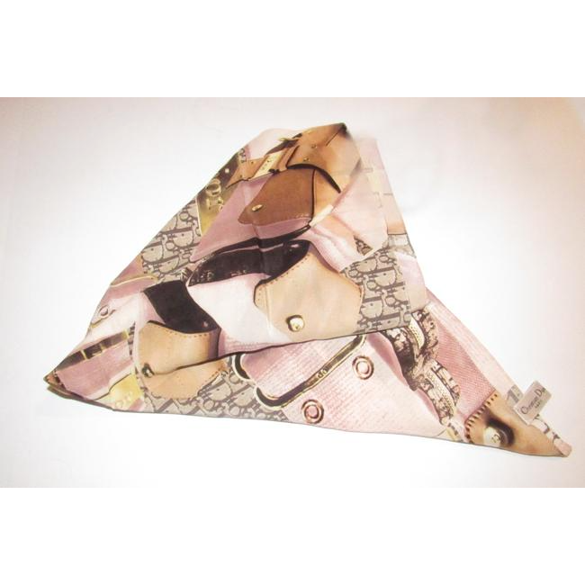 Dior Pink Brown Orange Trotter By John Galliano Logo Print Scarf