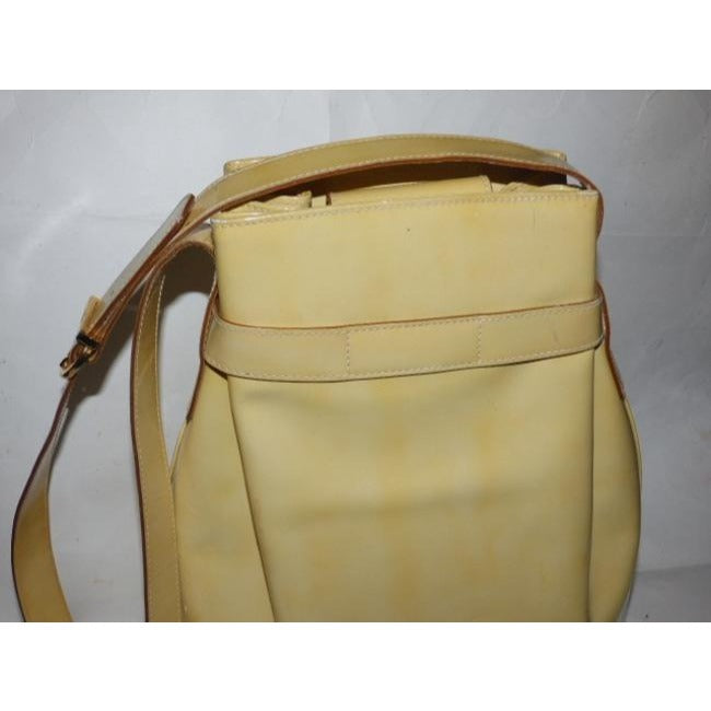 Salvatore Ferragamo Vintage Pursesdesigner Purses Pale Yellow Patent Leather Satchel