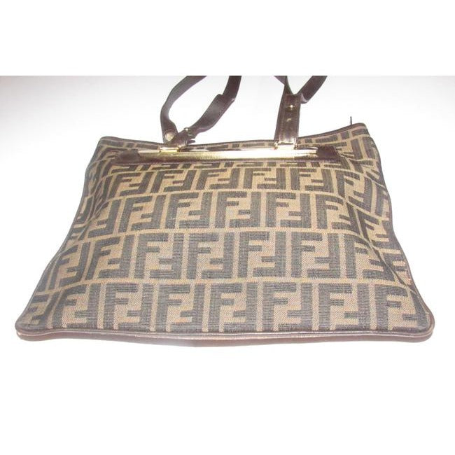 Fendi Vintage Pursesdesigner Purses Zucca Print In Shades Of Brown Coated Canvas And Leather Satchel