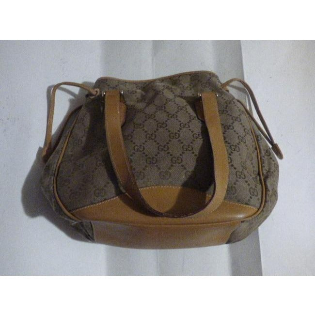 Gucci Vintage Shades Of Brown Canvas And Leather Satchel