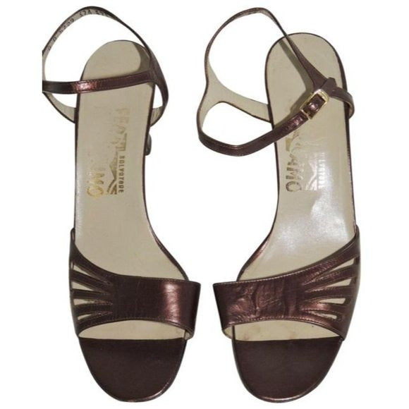 Ferragamo Metallic Bronze Snakeskin Sandals