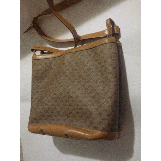 Gucci Vintage Brown Small G Logo Coated Canvas And Leather Satchel