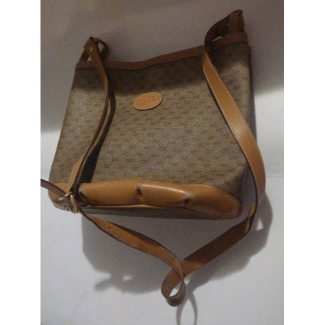 Gucci Vintage Brown Small G Logo Coated Canvas And Leather Satchel