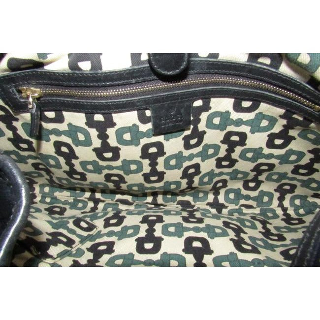 Gucci New Jackie Guccissima Print Shoulder Purse Black Gg Leather Hobo Bag