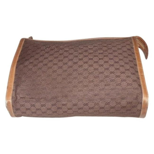 Gucci Vintage Shades Of Brown Leather Canvas Clutch