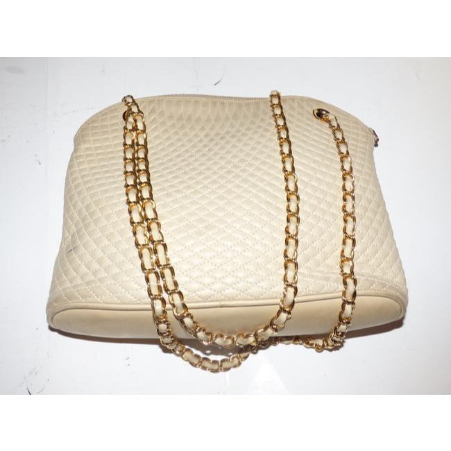 Bally Vintage Pursesdesigner Purses Champagne Quilted Suede And Leather Shoulder Bag