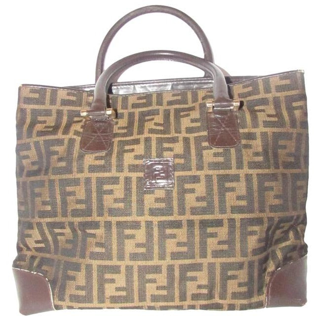 Fendi Top Handle Tobacco Zucca Print Canvas And Leather Satchel