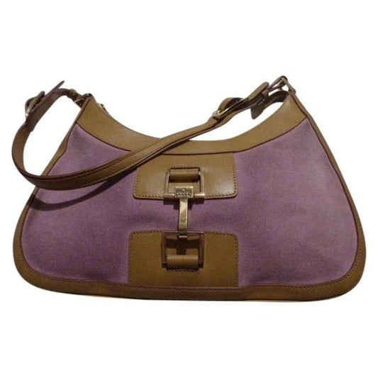 Gucci Vintage Pink Suede And Camel Leather Hobo Bag