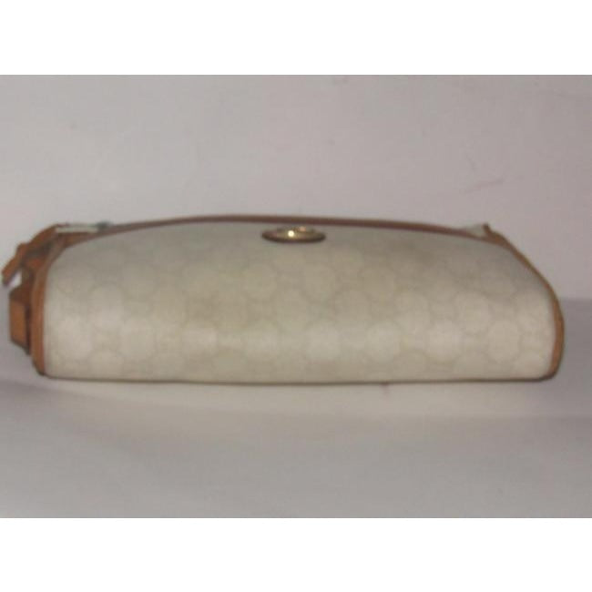 Gucci Webby Guccissima Print Purse Ivory With Tan Leather Coated Canvas Clutch