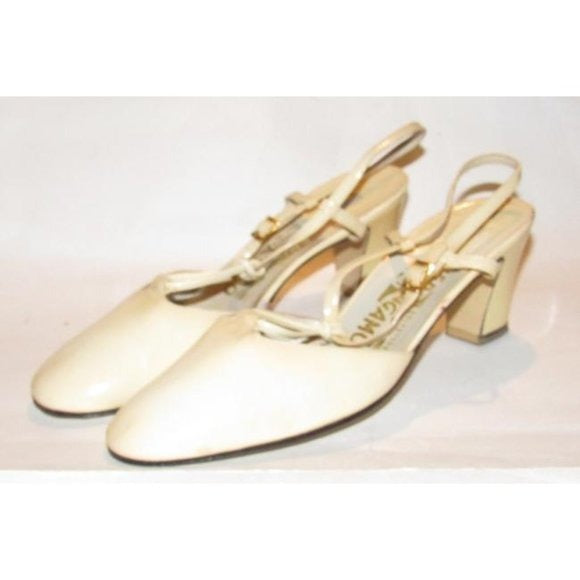 Ferragamo Buttery Soft Ivory Pale Yellow Pumps