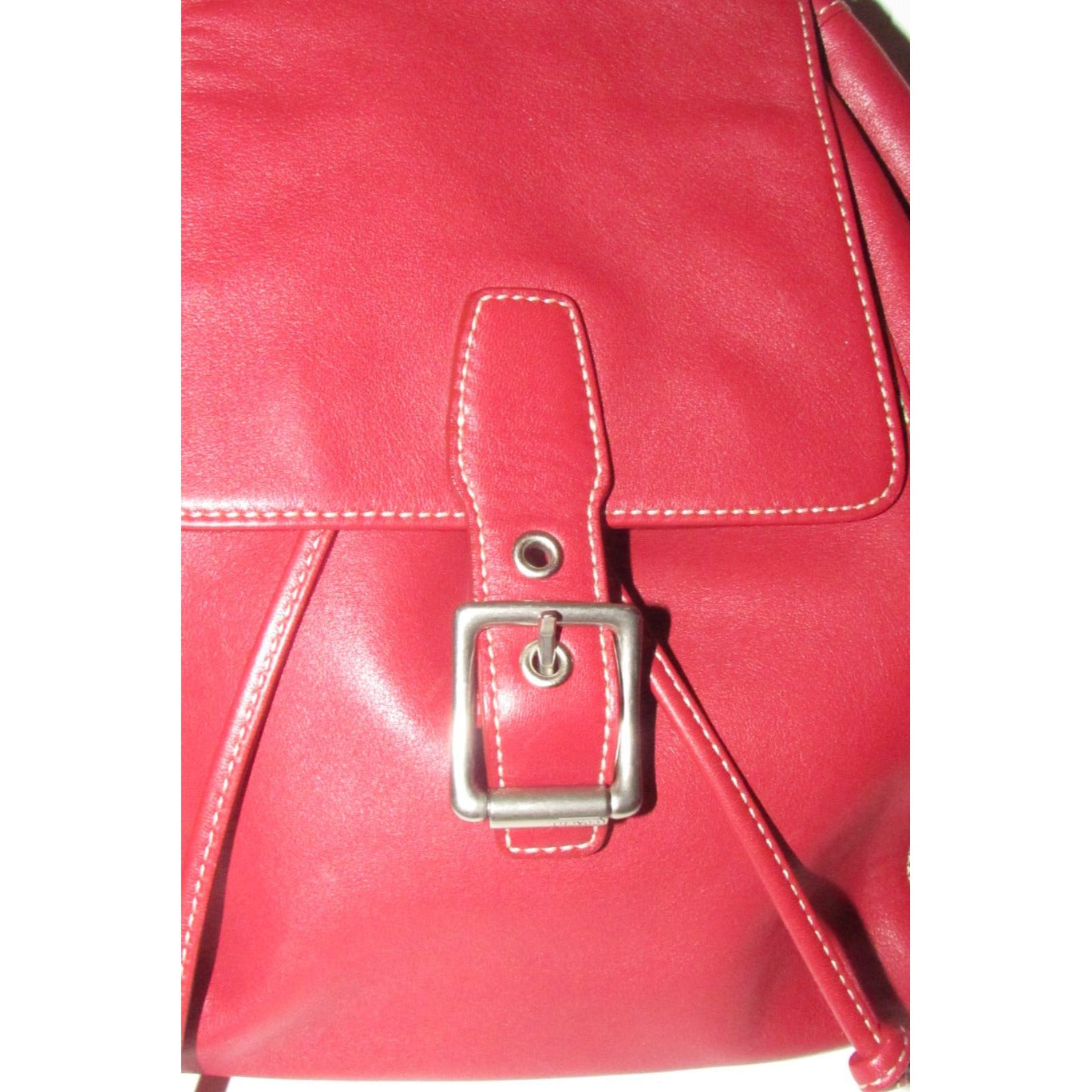 Coach, 'Legacy', large, sling style shoulder bag or backpack in buttery soft red leather with chrome accents and its Coach hangtag