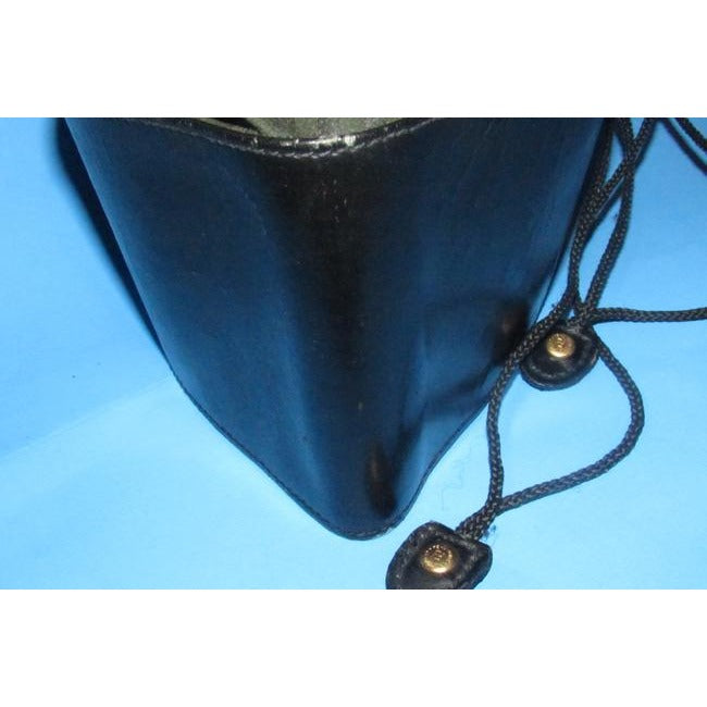 Fendi Early By Karl Lagerfeld Drawstring Fan Purse Black Thin Striped Print Canvas And Hard Black Le