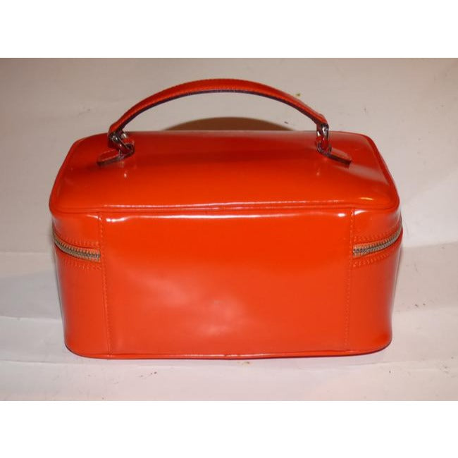 Gucci Vintage Reddish Orange Glossy Leather Satchel