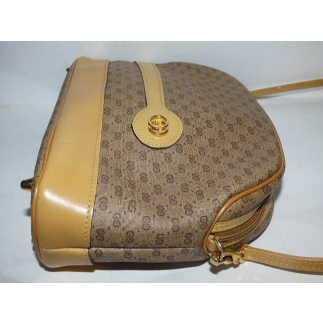 Gucci Vintage Shades Of Brown Leather Coated Canvas Cross Body Bag