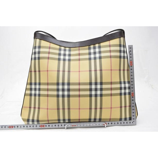 Burberry Nova Check Plaid Print Leatherplaid Canvas Satchel