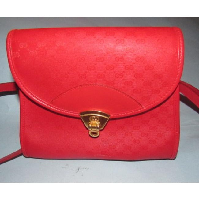 Gucci Vintage Red Small G Logo Print Coated Canvas And Leather