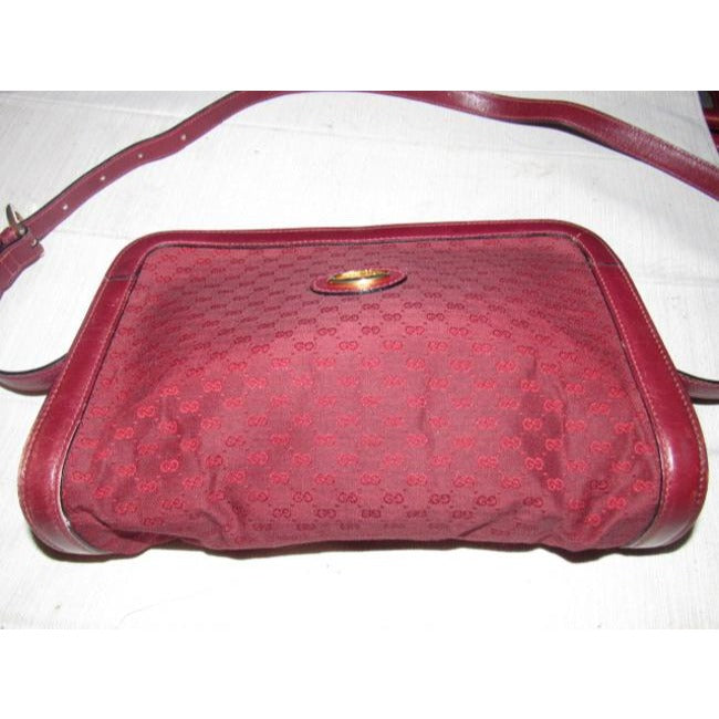 Gucci Vintage Pursesdesigner Purses Burgundy Small G Logo Canvas And Leather Leathercanvas Shoulder