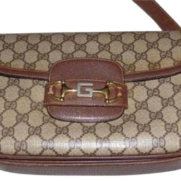 Early Gucci 1955 Horsebit tan Guccissima print bag