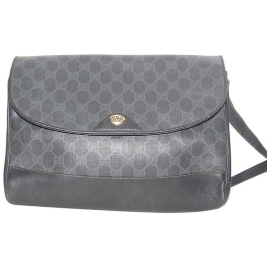 Gucci Guccissima Envelope Grey On Black G Logo Print Leather