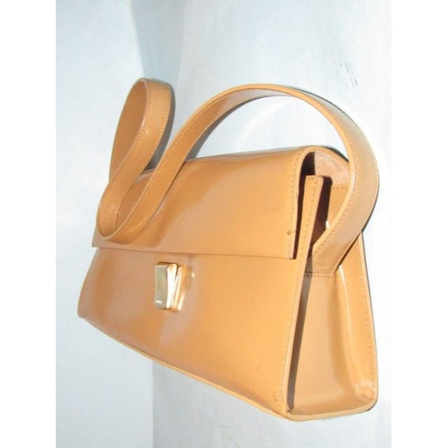 Furla Vintage Pursesdesigner Purses Camel Colored Glossy Leather Shoulder Bag