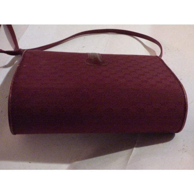 Gucci Vintage Pursesdesigner Purses Burgundy With Small G Logo Print Canvasleather And Shoulder Bag