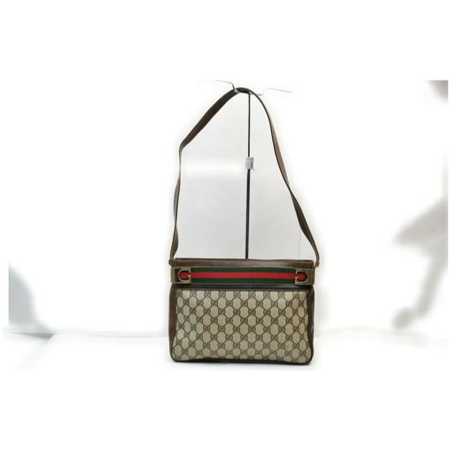 Gucci Supreme W Guccissima Print Coated Canvasleather Sherry Stripe Brown Gg Canvas Shoulder Bag