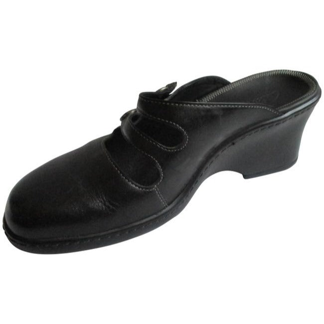 Clarks Black Elasticized Straps Mulesslides Size Us