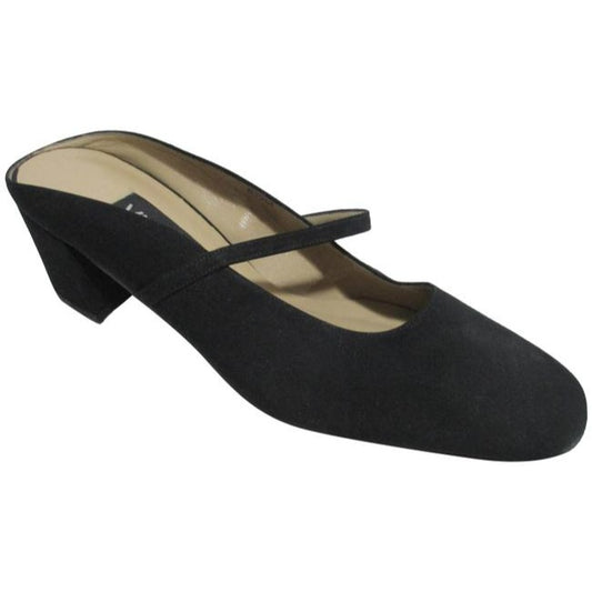 Vaneli Black Fabric Square Toe Single Cross Strap Mulesslides Size Us