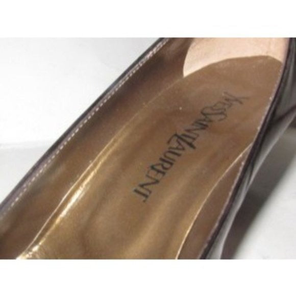 Yves Saint Laurent, 1960's, mod, bronze or dark rose gold leather, size 7.5, almond toe, 2" kitten heels