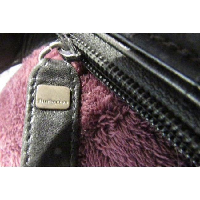 Burberry Shoulder Suedeleather Black W Nova Check Lining Quilted Suedeleather Hobo Bag