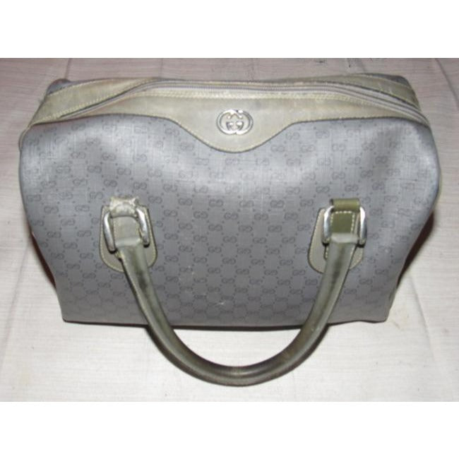 Gucci Vintage Pursesdesigner Purses Dark Grey Small G Logo Print On Lighter Grey Coated Canvas And G