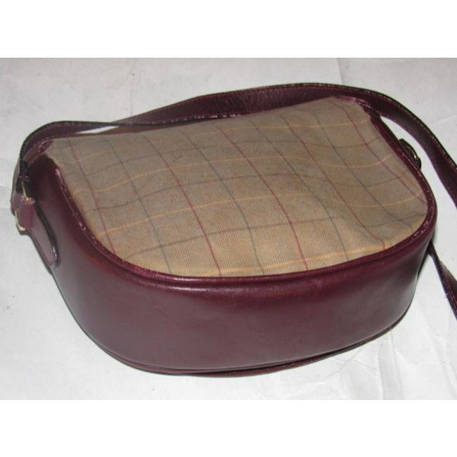 Burberry Vintage Pursesdesigner Purses Ox Bloodbrown Leather And Early Multi Color Plaid Fabric Shou