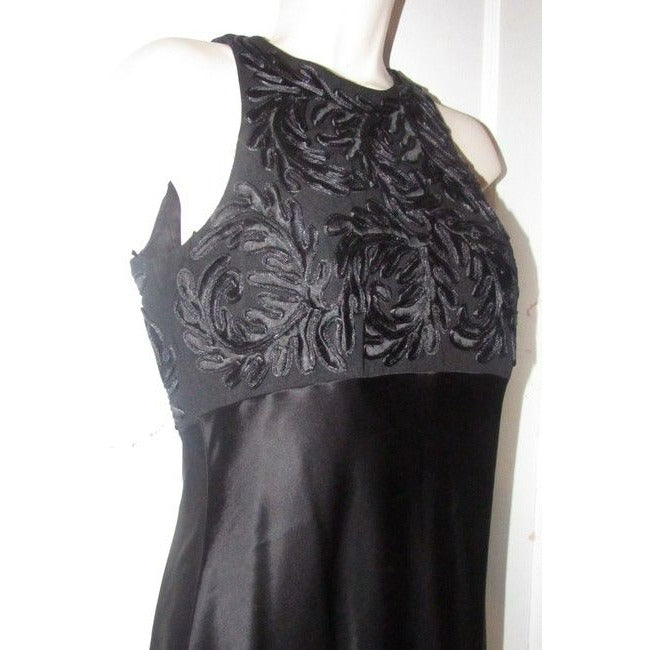 Carmen Marc Valvo Black Brocade Long Formal Dress