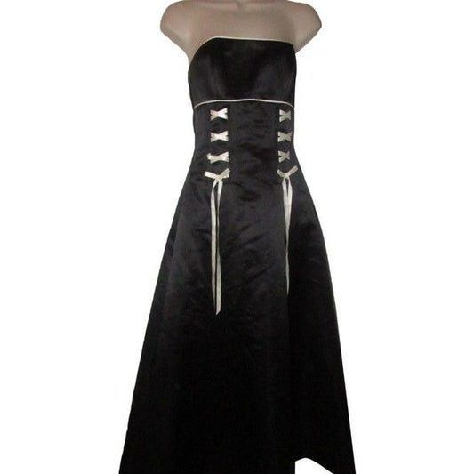 Jessica Mcclintock Black W White Ribbon Gunne Sax By Retro Mid Length Formal Dress