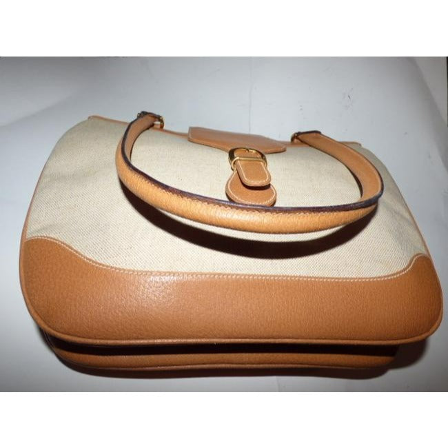 Gucci Jackie Natural Canvas & Camel Leather Satchel