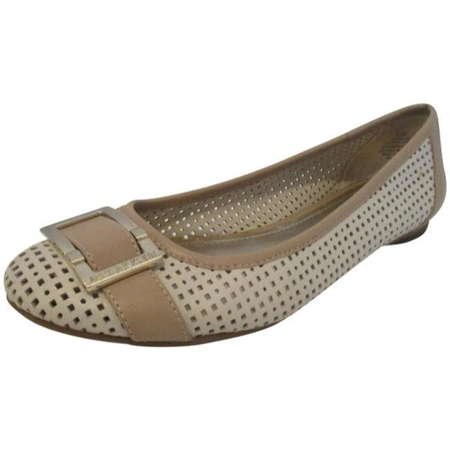 Ak Anne Klein Taupe Tan Beige Cream Perferated Flats Size Us