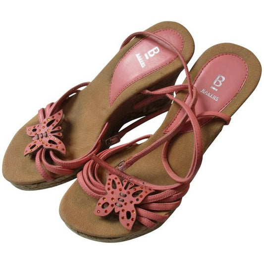 Bakers Pink Strappy Butterfly Rhinestone Espadrille Platform Sandals Size Us