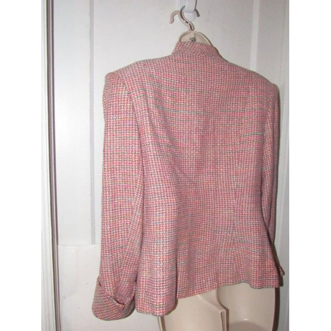 Dior Pink Turquoise Red And White Tweed Vintage Blazer