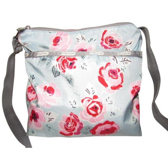 Lesportsac Grey Blue Red And Pink Floral Print Nylon Cross Body Bag