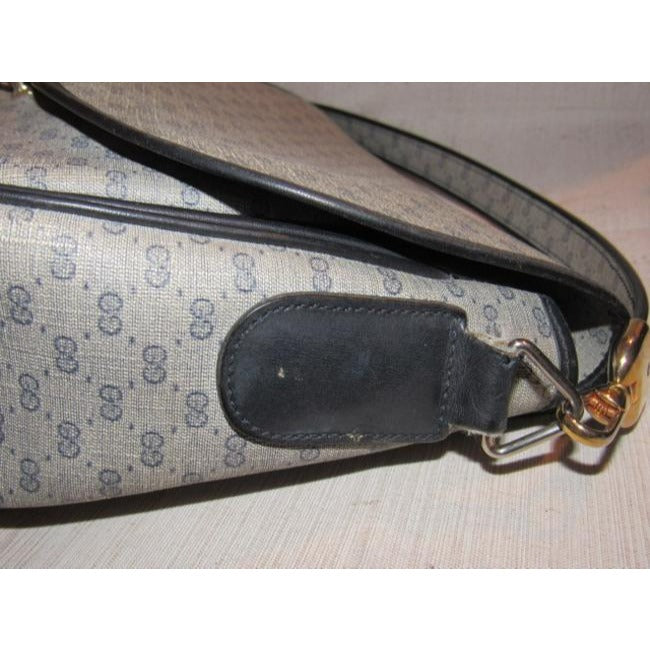 Gucci Vintage Purses Shades Of Blue Leather Coated Canvas Cross Body Bag